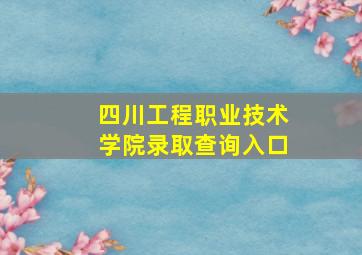 四川工程职业技术学院录取查询入口