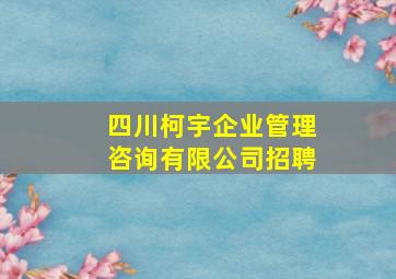 四川柯宇企业管理咨询有限公司招聘