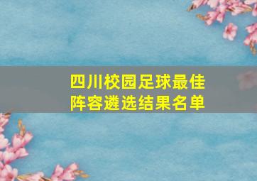 四川校园足球最佳阵容遴选结果名单