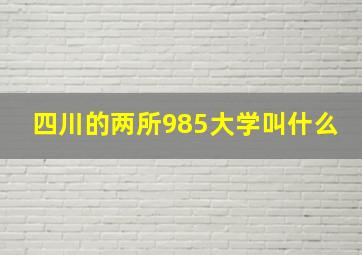 四川的两所985大学叫什么