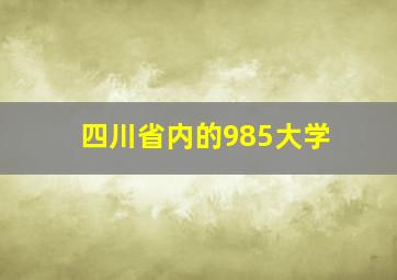 四川省内的985大学