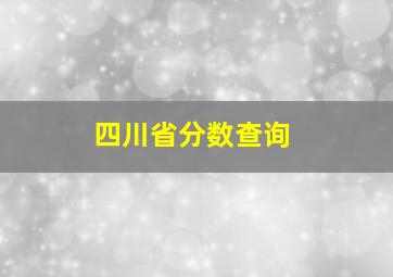 四川省分数查询