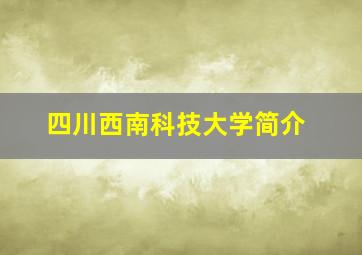 四川西南科技大学简介