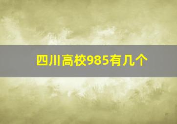 四川高校985有几个