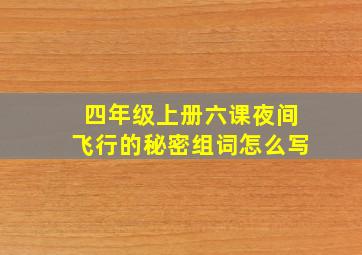 四年级上册六课夜间飞行的秘密组词怎么写