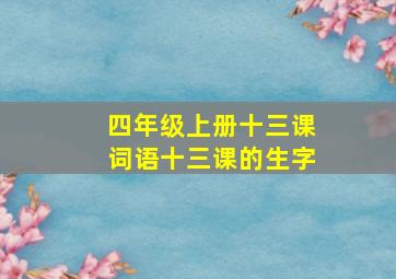 四年级上册十三课词语十三课的生字