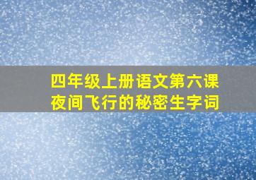 四年级上册语文第六课夜间飞行的秘密生字词