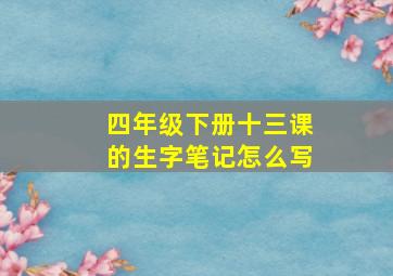 四年级下册十三课的生字笔记怎么写