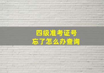 四级准考证号忘了怎么办查询