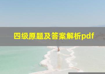 四级原题及答案解析pdf