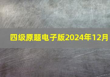 四级原题电子版2024年12月