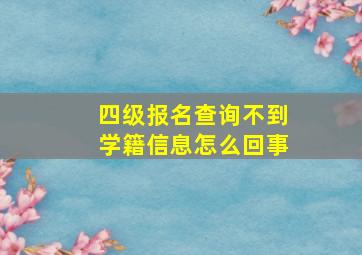 四级报名查询不到学籍信息怎么回事