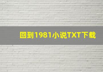 回到1981小说TXT下载