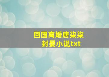 回国离婚唐柒柒封晏小说txt