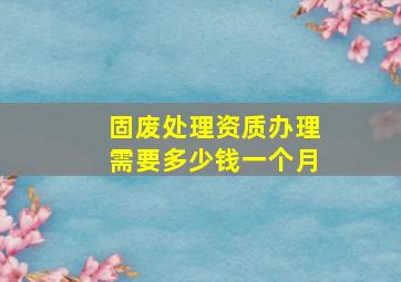 固废处理资质办理需要多少钱一个月