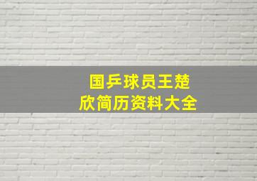 国乒球员王楚欣简历资料大全