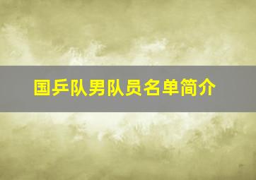 国乒队男队员名单简介