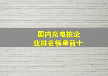 国内充电桩企业排名榜单前十