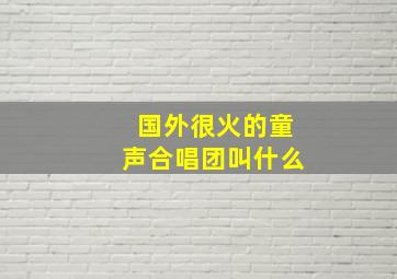 国外很火的童声合唱团叫什么