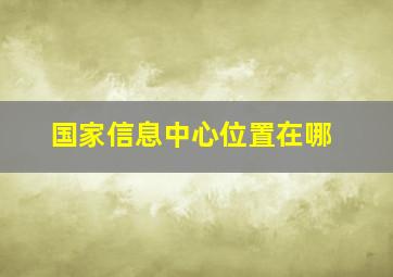 国家信息中心位置在哪