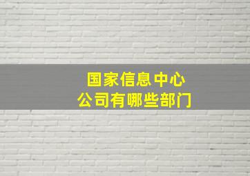 国家信息中心公司有哪些部门