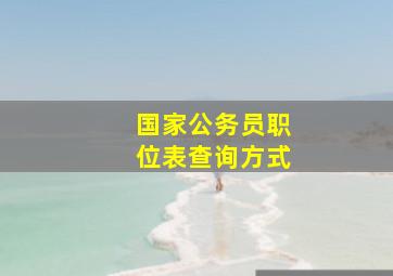 国家公务员职位表查询方式