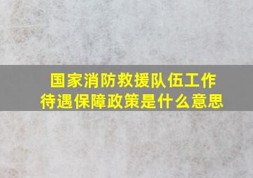 国家消防救援队伍工作待遇保障政策是什么意思