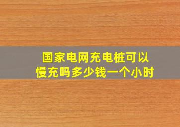 国家电网充电桩可以慢充吗多少钱一个小时