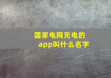 国家电网充电的app叫什么名字