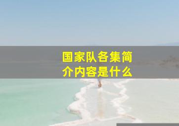 国家队各集简介内容是什么