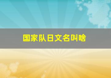 国家队日文名叫啥