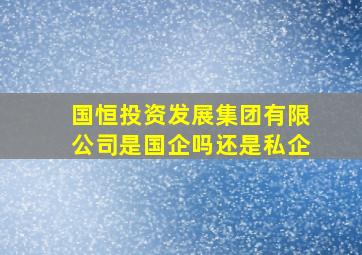 国恒投资发展集团有限公司是国企吗还是私企