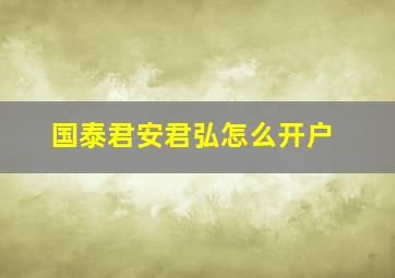 国泰君安君弘怎么开户