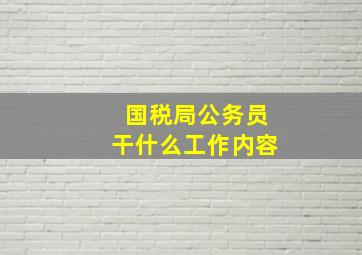 国税局公务员干什么工作内容