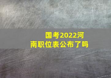 国考2022河南职位表公布了吗