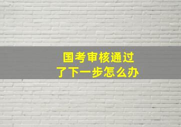 国考审核通过了下一步怎么办