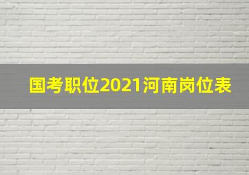 国考职位2021河南岗位表