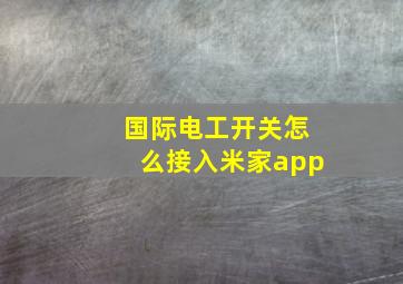 国际电工开关怎么接入米家app