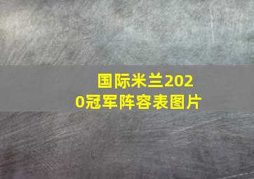 国际米兰2020冠军阵容表图片