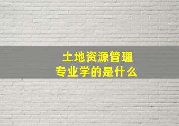 土地资源管理专业学的是什么