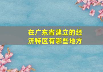 在广东省建立的经济特区有哪些地方