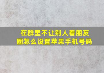 在群里不让别人看朋友圈怎么设置苹果手机号码