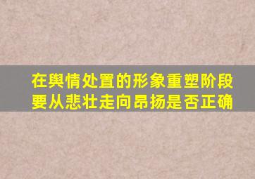 在舆情处置的形象重塑阶段要从悲壮走向昂扬是否正确