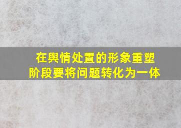 在舆情处置的形象重塑阶段要将问题转化为一体