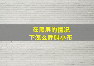 在黑屏的情况下怎么呼叫小布