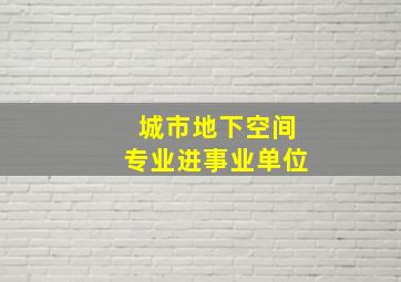 城市地下空间专业进事业单位