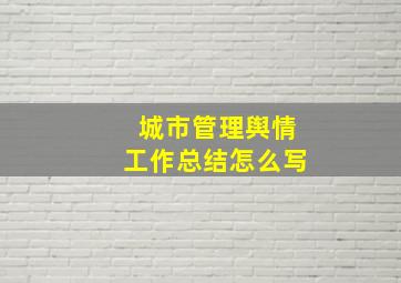 城市管理舆情工作总结怎么写