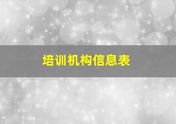 培训机构信息表