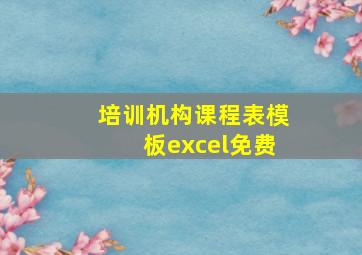 培训机构课程表模板excel免费