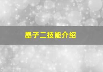 墨子二技能介绍